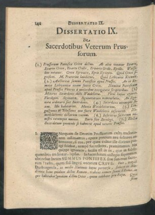 Dissertatio IX. De Sacerdotibus Veterum Prussorum.