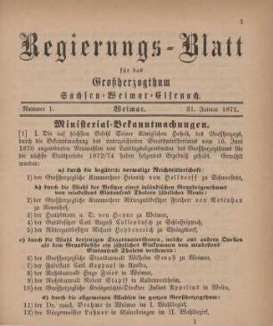 Nr. 1 : 31. Januar 1871