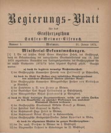 Nr. 1 : 31. Januar 1871