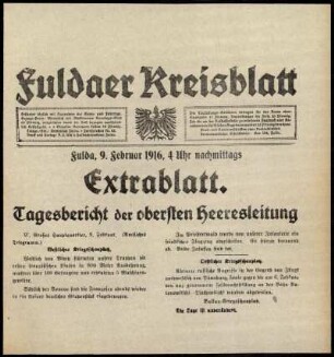 Ausgabe vom Mittwoch, den 09. Februar 1916.