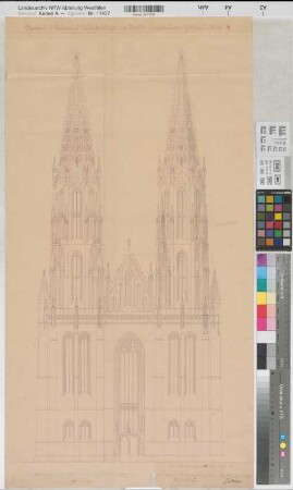 Soest (Soest) Wiesenkirche Blatt 1 Westansicht 1928 1 : 100 82 x 43,5 Pause Humpert; Döbisch Staatshochbauamt Soest