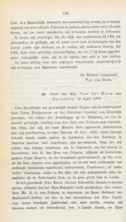 48. Brief van Min. Van der Heim aan Daendels, 19 April 1809