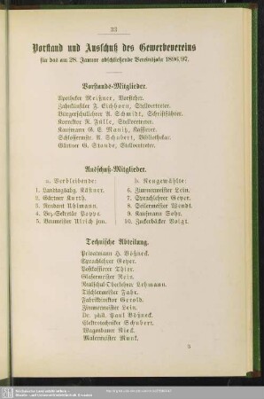 Vorstand und Ausschuß des Gewerbevereins für das am 28. Januar abschließende Vereinsjahr 1896/97