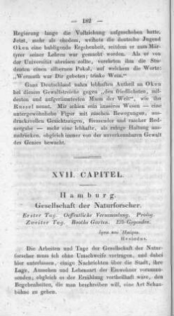 XVII. Capitel. Hamburg. Gesellschaft der Naturforscher.