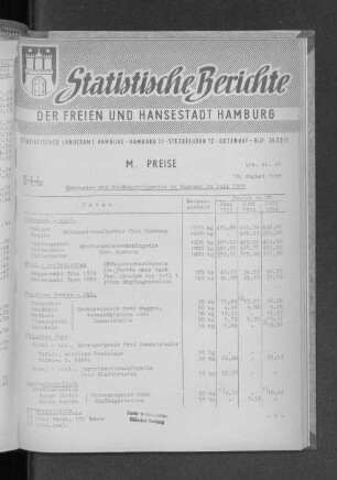 Erzeuger- und Großhandelspreise in Hamburg im Juli 1958 : Lfd. Nr. 26