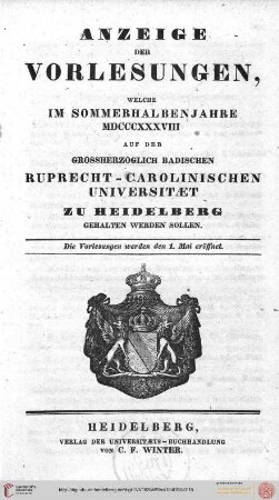 Sommersemester 1838