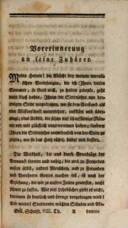 Gellerts sämmtliche Schriften, 8. Gellerts moralische Vorlesungen