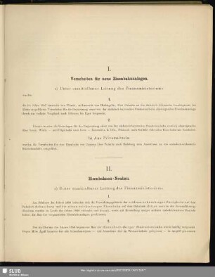 I. Vorarbeiten für neue Eisenbahnanlagen