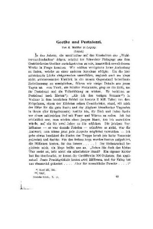 Goethe und Pestalozzi : (Schluß)