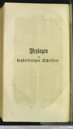 Beylagen zu beyderseitigen Schriften
