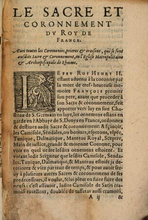Le sacre et couronnement du ... roy ... Henry III.