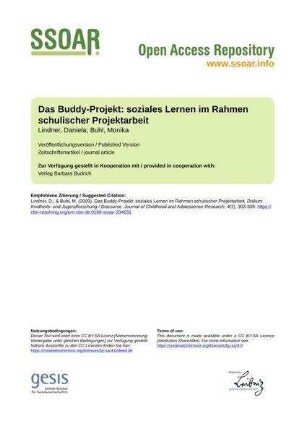 Das Buddy-Projekt: soziales Lernen im Rahmen schulischer Projektarbeit