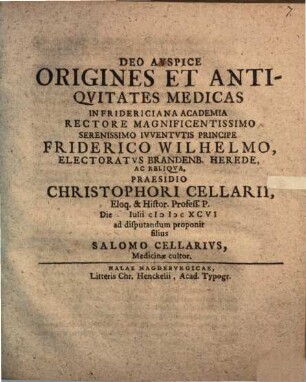 Origines et antiquitates medicas