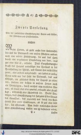 Zweyte Vorlesung.
