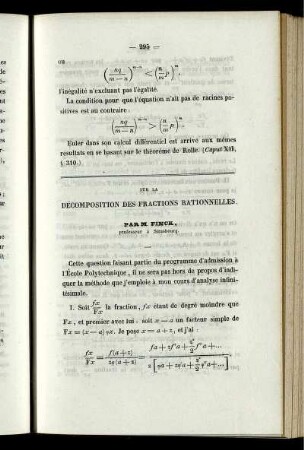 Sur la décomposition des fractions rationnelles.