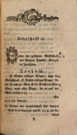 Salomons Prediger und hohes Lied