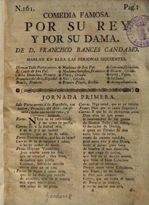 Comedia famosa : por su Rey y por su Dama