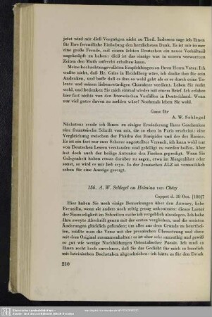 August Wilhelm von Schlegel an Helmina von Chézy, Coppet, 18.10.1807