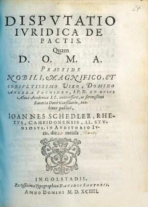 Dispvtatio Ivridica De Pactis