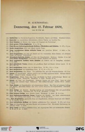 III. Auktionstag: Donnerstag, den 15. Februar 1906 (Nr. 514-730)