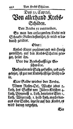 Das 32. Capitel. Von allerhand Krebs-Schäden.