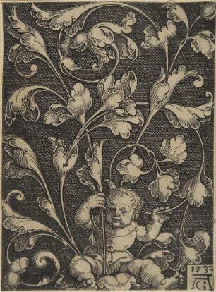 Laubwerkfüllung mit Putti