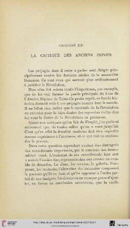Chapitre XIII. La critique des Anciens impots
