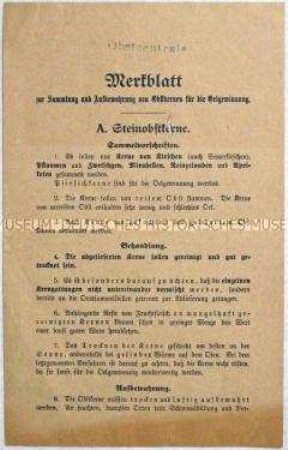 Merkblatt für die Ölgewinnung aus Obstkernen