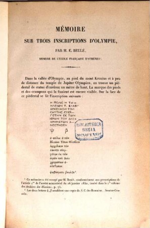 Mémoire sur trois inscriptions d'Olympie