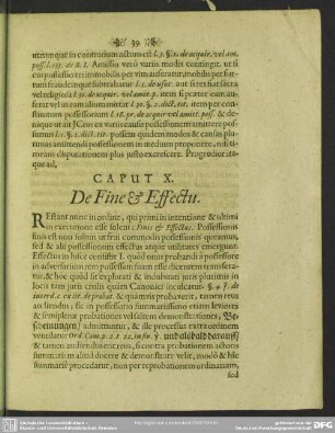 Caput X. De Fine & Effectu