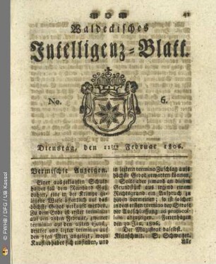 No. 6. Dienstag, den 11ten Februar 1806