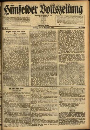Ausgabe vom Freitag, den 21. November 1919.