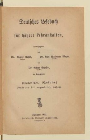 Teil 2 = (Quinta), [Schülerband]: [Teil 2 = (Quinta), [Schülerband]]