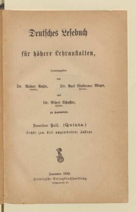 Teil 2 = (Quinta), [Schülerband]: [Teil 2 = (Quinta), [Schülerband]]