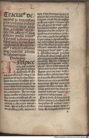 Textus passionis christi : s[ecundum] quattuor eua[n]gelistas in vna[m] collectus historiam cu[m] sermo[n]e dominico