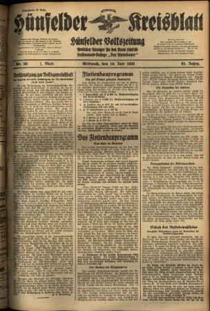 Erste Ausgabe vom Mittwoch, den 10. Juli 1935.