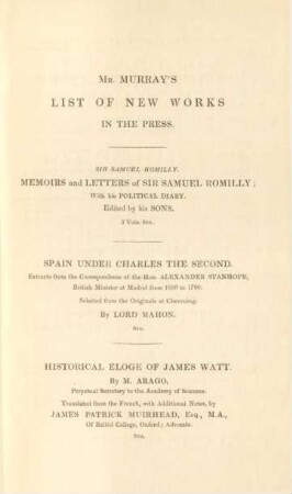 Mr. Murray's list of new works in the press
