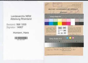 Entnazifizierung Hans Homann, geb. 12.04.1909 (Schlosser)