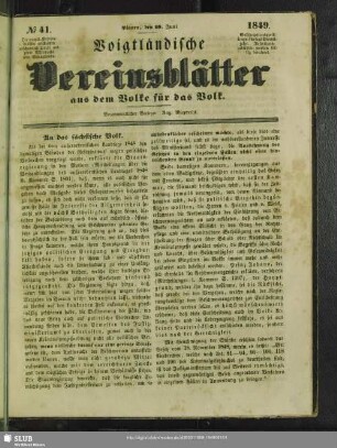 Voigtländische Vereinsblätter : aus dem Volke für das Volk