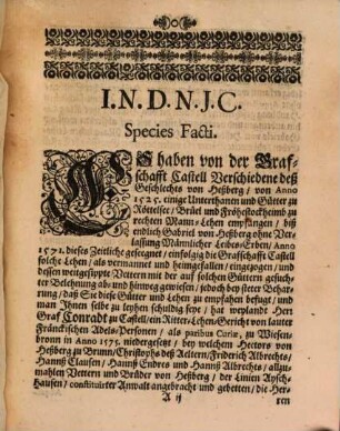 Best-gegründete Confutatio Der in Anno 1676. in Druck gegebenen so genannten Notitiae Actorum in Causa Castell contra Heßberg Appellationis