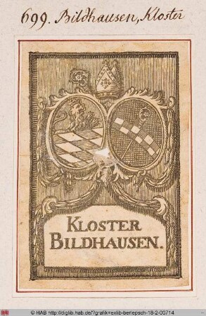 Exlibris der Bibliothek des Klosters zu Bildhausen