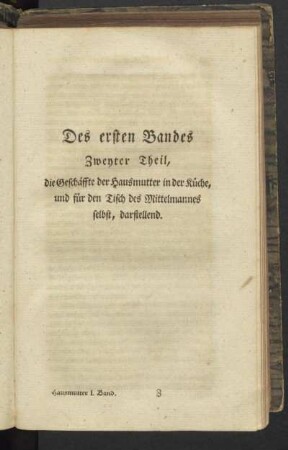 Des ersten Bandes. Zweyter Theil