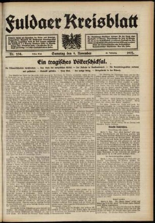 Erste Ausgabe vom Samstag, den 09. November 1912.