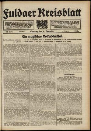 Erste Ausgabe vom Samstag, den 09. November 1912.