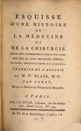 Esquisse d'une histoire de la médecine et de la chirurgie ...