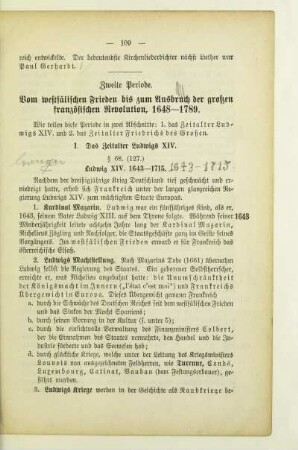 Zweite Periode. Vom westfälischen Frieden bis zum Ausbruch der großen französischen Revolution, 1648-1789