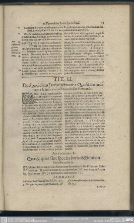 Tit. II. De Speciebus Iurisdictionis: Qualitate iudicum: & iudicio constituendo seu formando