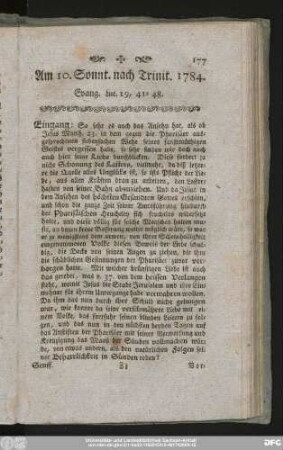Am 10. Sonnt. nach Trinit. 1784. Evang. Luc. 19, 41 - 48.