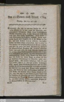 Am 10. Sonnt. nach Trinit. 1784. Evang. Luc. 19, 41 - 48.