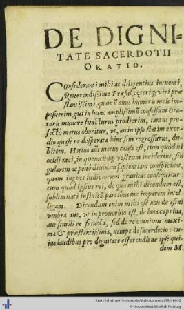 De Dignitate Sacerdotii Oratio